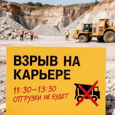 Взрыв будет с 11:30-13:30 7 июля , отгрузки не будет.