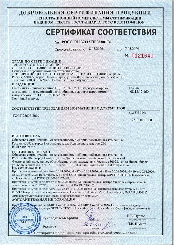 Декларация о соответствии продукции ТД Борок